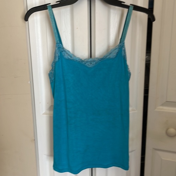 Bundle of 3 lace top camisoles, M/L, adjustable straps, teal & cream are cottony - Picture 4 of 4